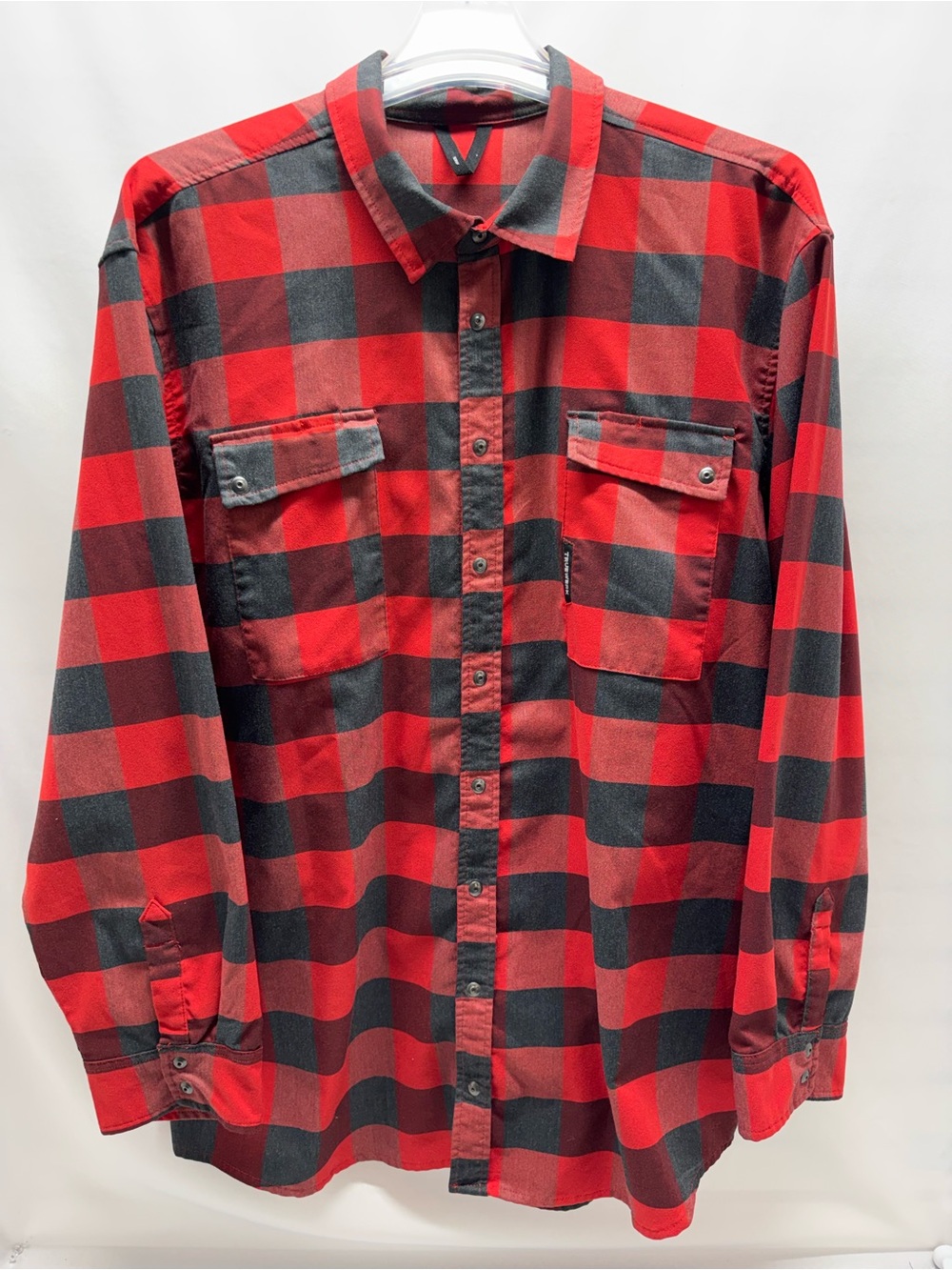 Truewerk Shirt Men XXLarge Red Gray Buffalo Plaid Snap Tech Flannel Workwear